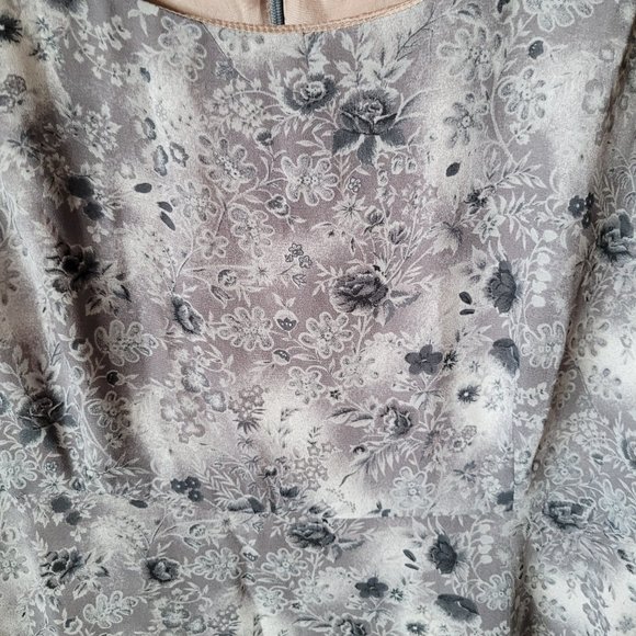 Vintage 90s Maxi Formal Gray Floral Dress - Picture 7 of 11